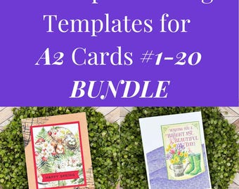 Card Sketches and Paper Busting Templates for 8x8 Paper and A2 Cards 1-20 BUNDLE | Card Maker Patterns for Paper Crafter