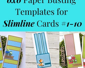 Card Sketches and Paper Busting Templates for 6x6 Paper and Slimline Cards 1-10 | PDF Card Maker Pattern for Paper Crafter