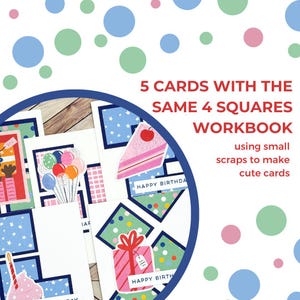 5 Cards from the Same 4 Squares Workbook with Sketches | Create Simple Cards from Patterned Paper Scraps