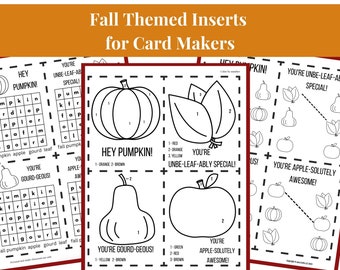 Printable Card Inserts Fall Theme Games and Activities for Inside Cards Lunch Box Notes Autumn Fun Worksheets Simple Activities for All Ages