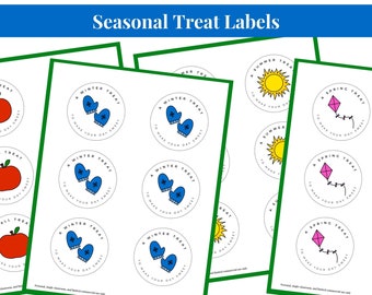 Seasonal Treat Tags for Kids Printable Winter Party Favors Fall Gift Labels for All Ages Spring Summer