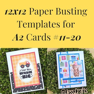 Card Sketches and Paper Busting Templates for 12x12 Paper and A2 Cards 11-20 | PDFCard Maker Patterns for Paper Crafter