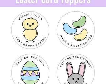 Easter Card Toppers | Chick, Bunny, Jelly Bean Printable Tags