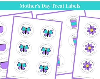 Mother's Day Treat Tags Printable Mother's Day Card Toppers