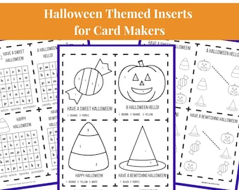 Printable Card Inserts Halloween Games & Activities for Inside Cards Lunch Box Notes Halloween Fun Worksheets Simple Activities for All Ages