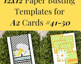 Card Sketches and Paper Busting Templates for 12x12 Paper and A2 Cards 41-50 | PDF Card Maker Patterns for Paper Crafter