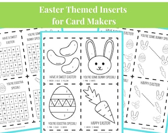 Printable Card Inserts Easter Games & Activities for Inside Cards Lunch Box Notes Easter Fun Worksheets Simple Activities for All Ages