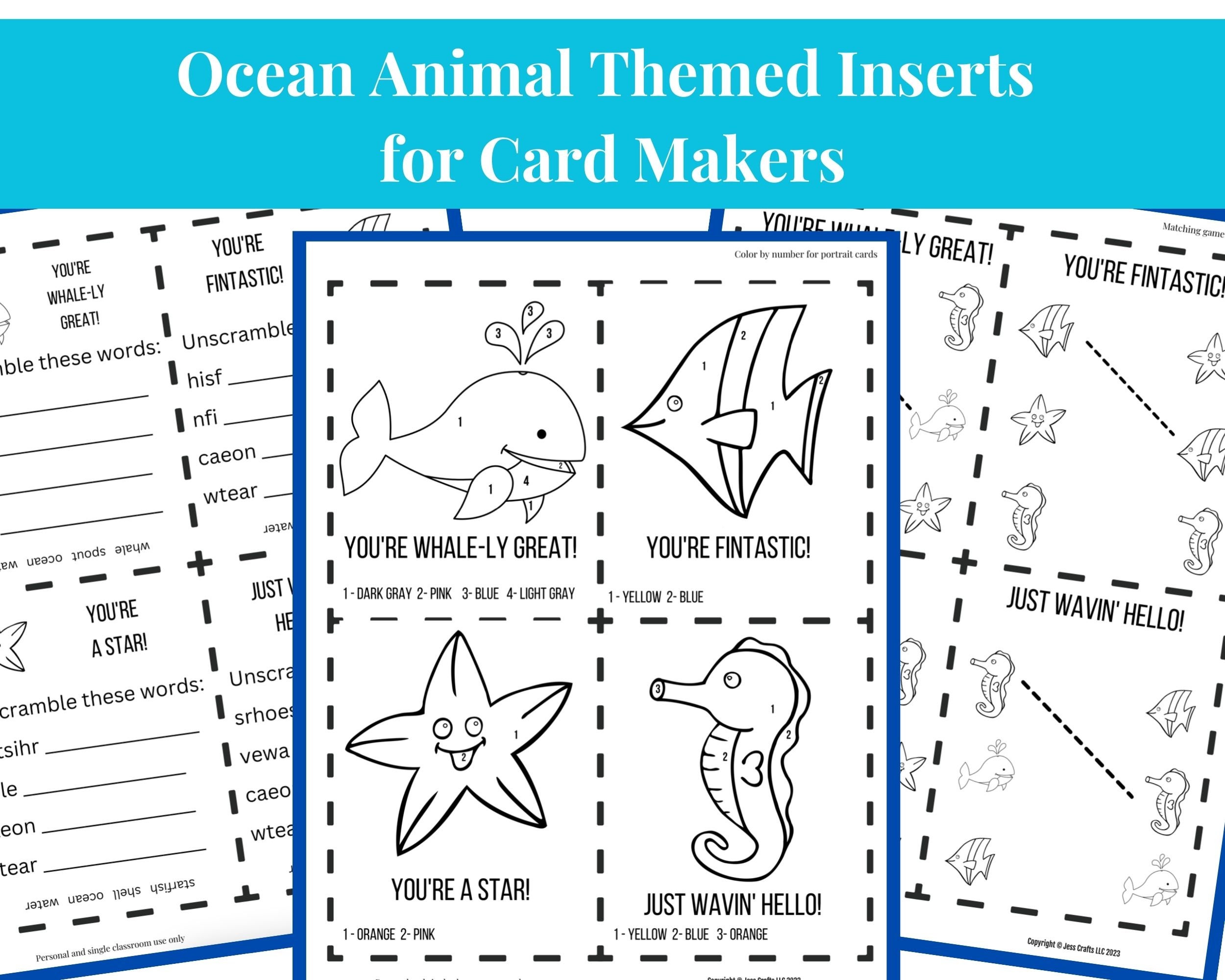 Printable Card Inserts Ocean Theme Games and Activities for Inside ...