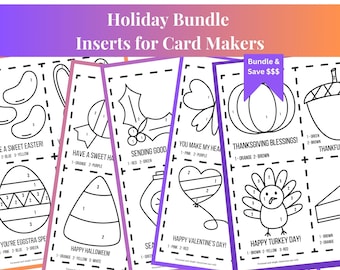 Printable Card Inserts Holiday Bundle | Games & Activities for Inside Cards Worksheets Christmas Valentine Halloween Easter Thanksgiving