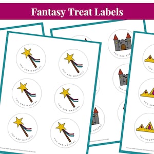 Fairytale Treat Tags for Kids Printable Princess Party Favors Fantasy Gift Labels for All Ages Magic Wand Tags Crown Tags Castle Tags