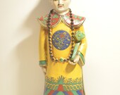 Antique Vintage Chinese Hand Painted Wucai Porcelain Qing Dynasty Kangxi Emperor Ruyi Statue