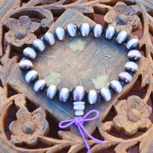 Vintage Puplre Cat&#39;s Eye Ball Beaded Stretchy Bracelet