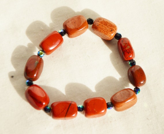 Genuine HEALING RED JASPER Bracelet with Crystal … - image 2