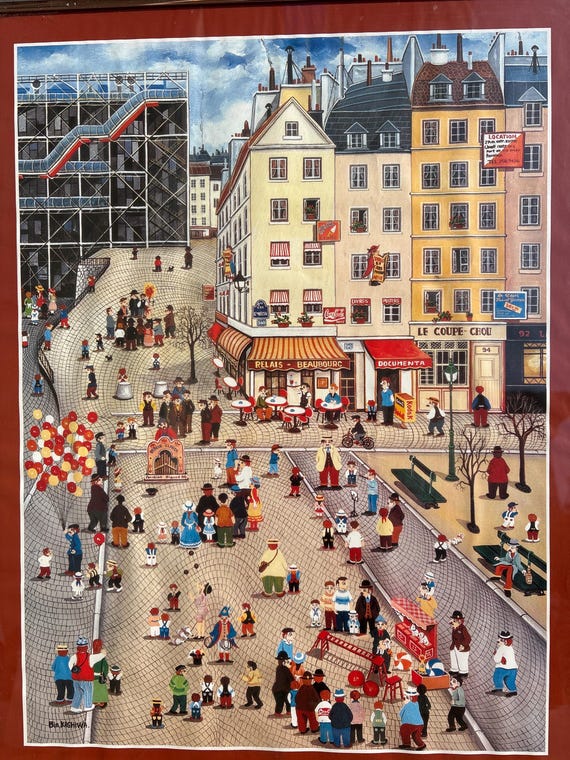 Vintage Japan Bin Kashiwa Print Paris Naïf Plateau Beaubourg