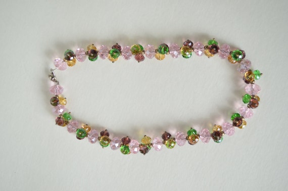 Vintage Sparkling Multi Pink Purple Green Smoky C… - image 5