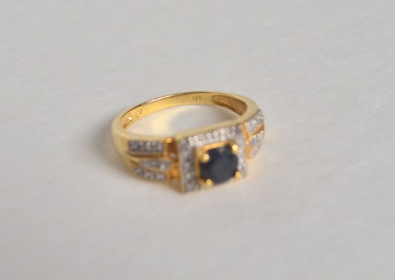 22K Gold Vermeil Over 925 Blue Sapphire Diamonds … - image 5