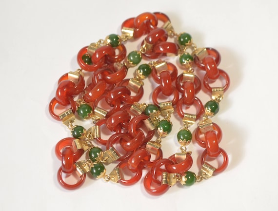 Vintage Natural Genuine Translucent Red Green Jad… - image 8