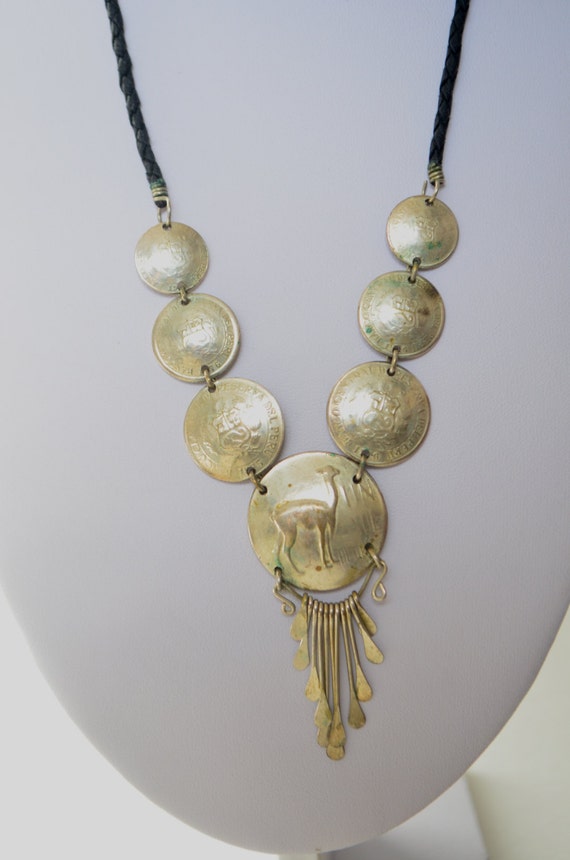 Vintage Sterling Silver 1970s Peru Coin Necklace