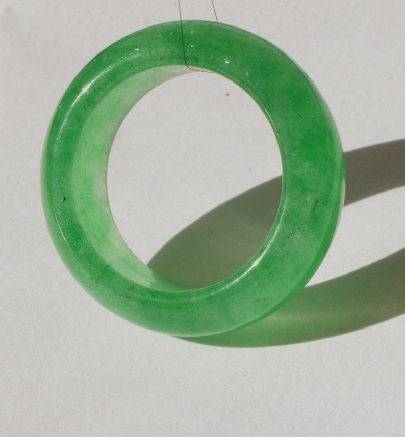 Vintage Natural Genuine Apple Green Translucent Jadeite Jade Unisex Band Ring Size 10.5