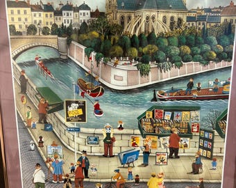 Vintage Japan Bin Kashiwa Print Paris Naïf Notre Dame Et Les Quais