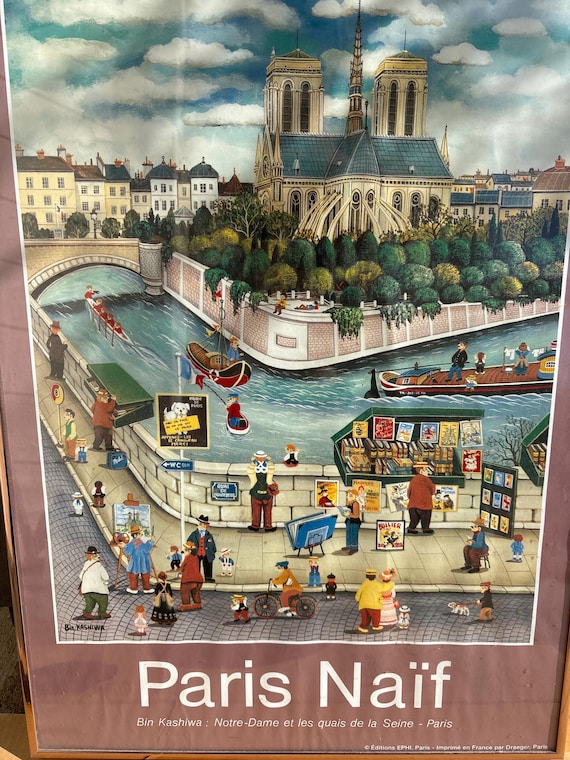Vintage Japan Bin Kashiwa Print Paris Naïf Notre Dame Et Les Quais