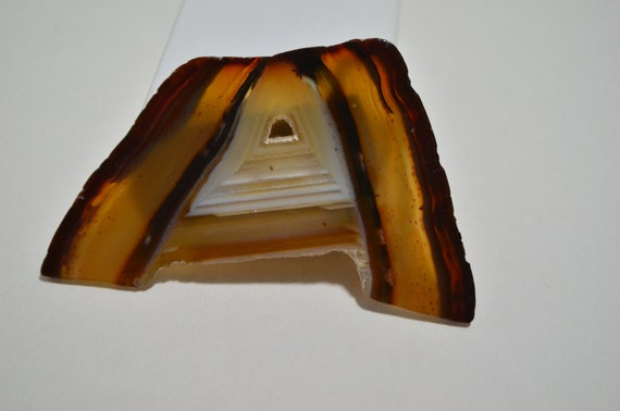 Vintage Natural Brazil Brown Letter "A" Agate Gem… - image 1