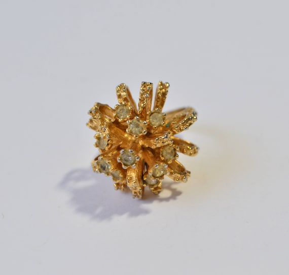 Vintage 18KT Gold HGF Crystal Rhinestone Starburs… - image 1