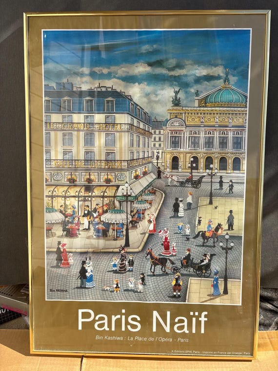 Vintage Japan Bin Kashiwa Print Paris Naïf La Place De I'opera