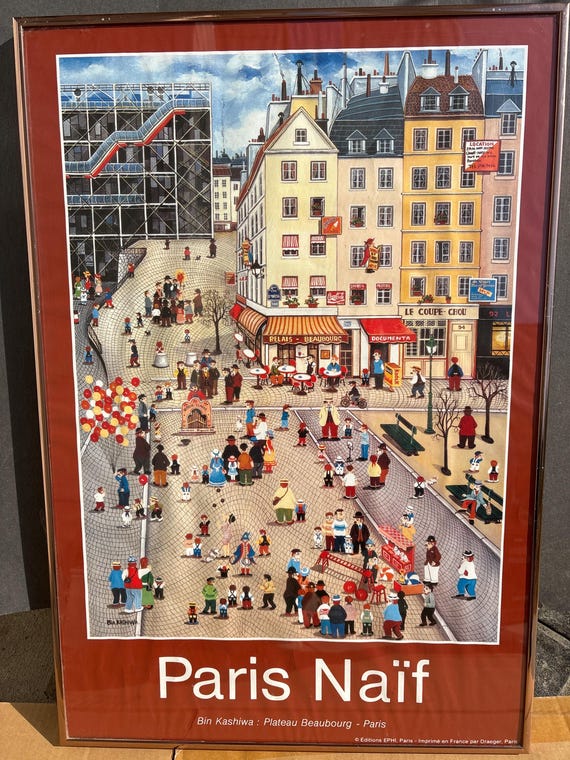 Vintage Japan Bin Kashiwa Print Paris Naïf Plateau Beaubourg