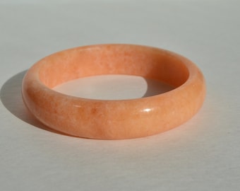 Vintage Genuine Natural Apricot Light Orange Jadeite Jade Bangle Bracelet 15 mm
