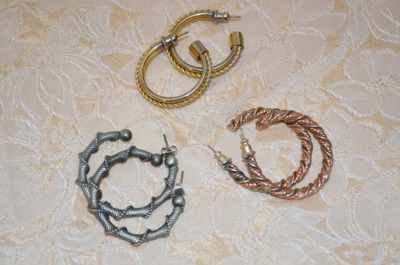 Set of 3 Vintage Half-hoop earrings - image 1