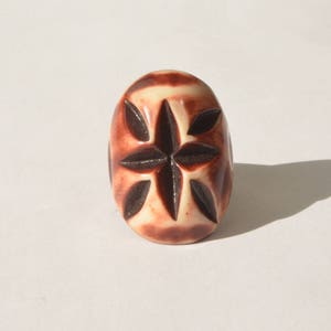 Vintage Handmade Starburst Shell Chunky Dome Ring Size 6