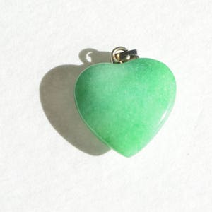 Vintage Natural Genuine Green Jadeite Jade Heart Pendant
