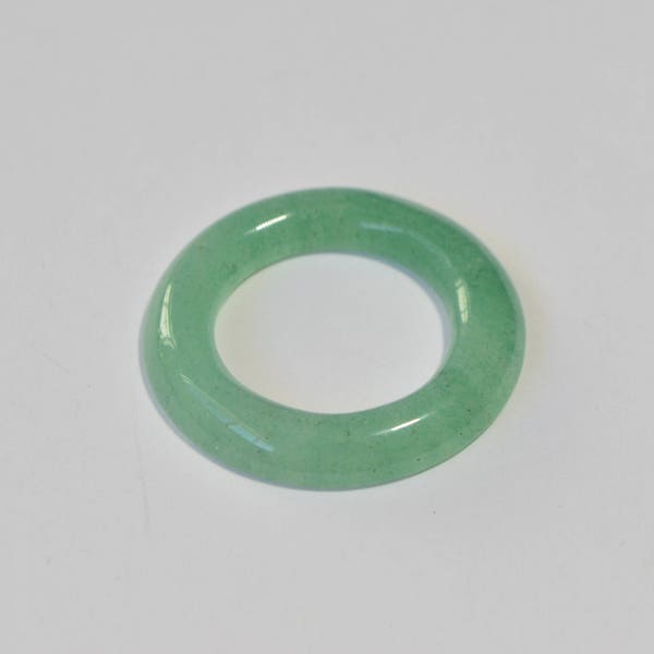 Natural Genuine Translucent Green White Jade Open Circle Pendant Gemstone
