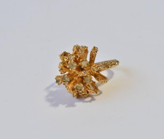 Vintage 18KT Gold HGF Crystal Rhinestone Starburs… - image 4