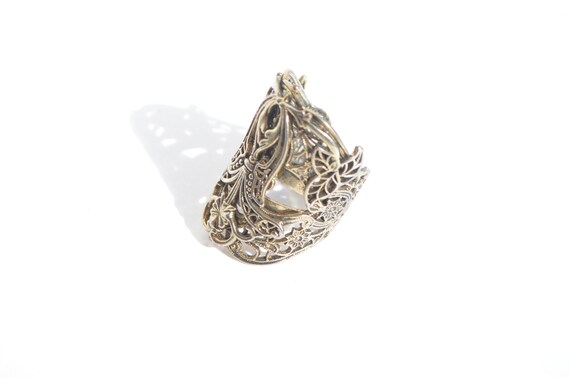 Vintage Victorian Silver Over Brass Filigree Flow… - image 6