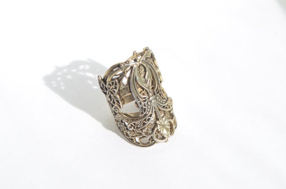 Vintage Victorian Silver Over Brass Filigree Flow… - image 5