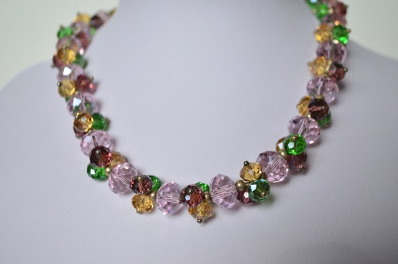 Vintage Sparkling Multi Pink Purple Green Smoky C… - image 2