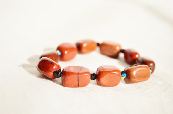 Genuine HEALING RED JASPER Bracelet with Crystal … - image 1