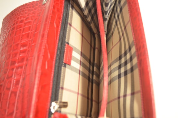 Vintage Authentic Burberry of London Red Genuine Alligator