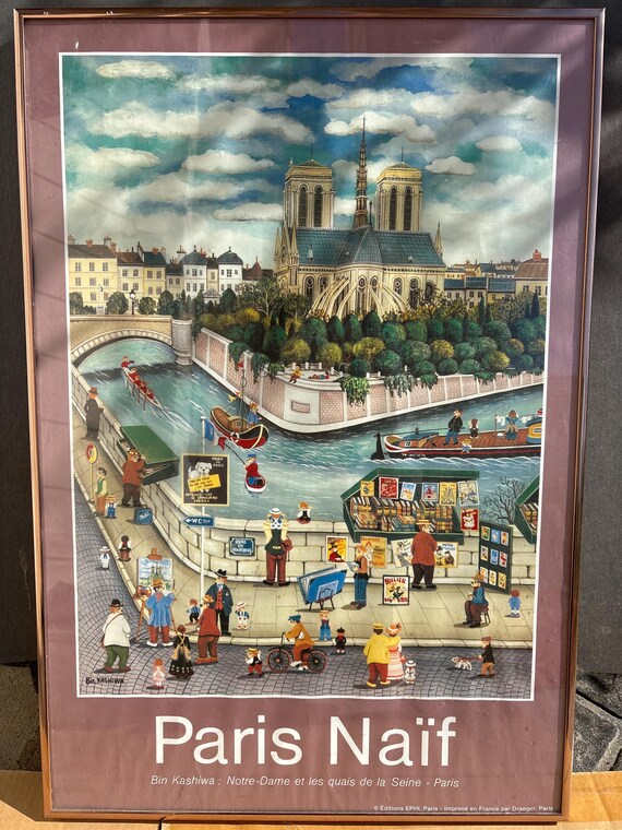 Vintage Japan Bin Kashiwa Print Paris Naïf Notre Dame Et Les Quais