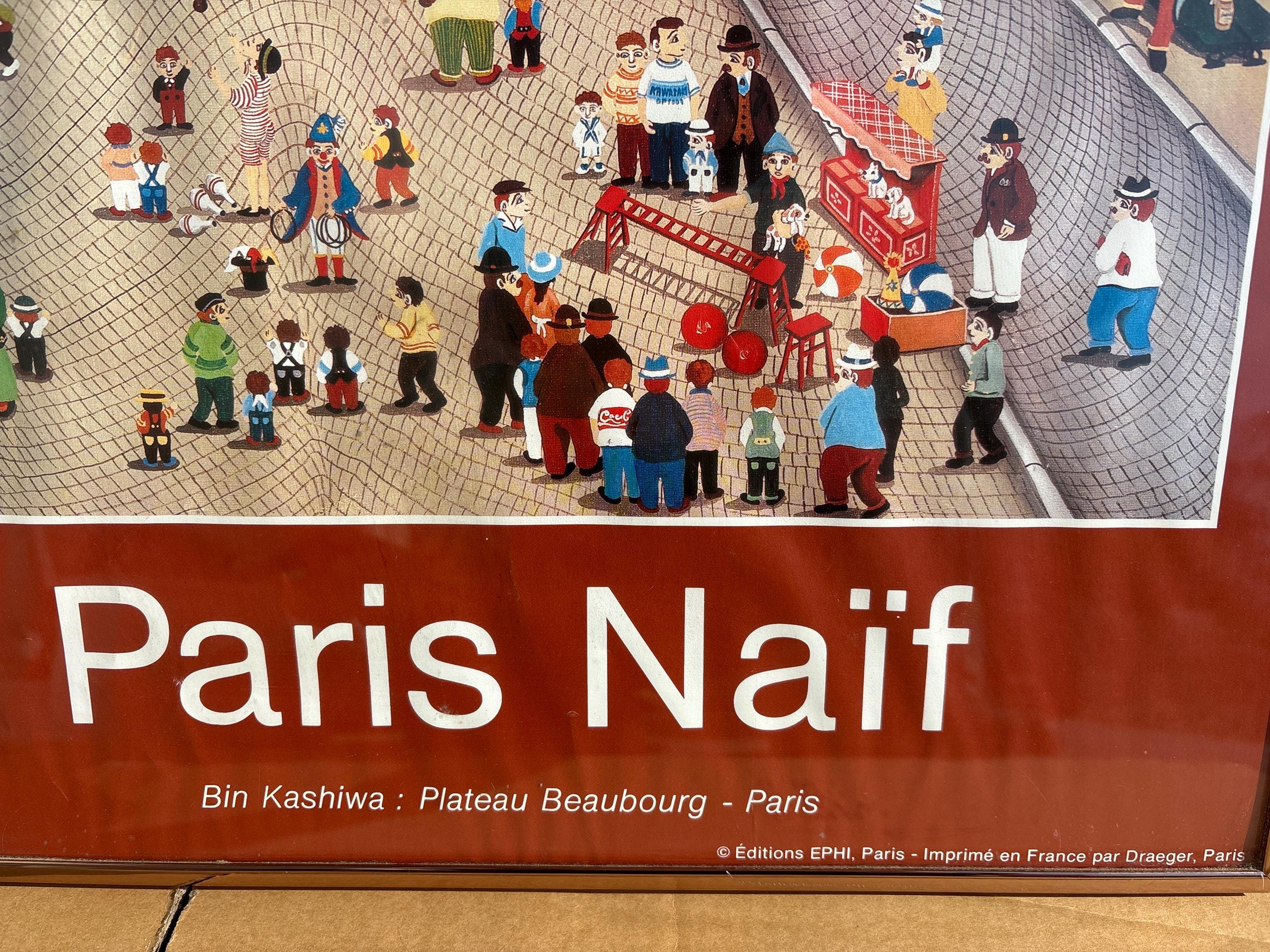 Bin Kashiwa ビンカシワ　Paris Naïf リトグラフ Vintage Japan Bin Kashiwa Print Paris Naïf Notre Dame Et Les