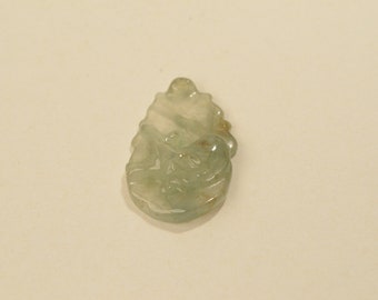 Vintage Hand Carved Natural Genuine Translucent Green Jadeite Jade Zodiac Mouse Rat Pendant