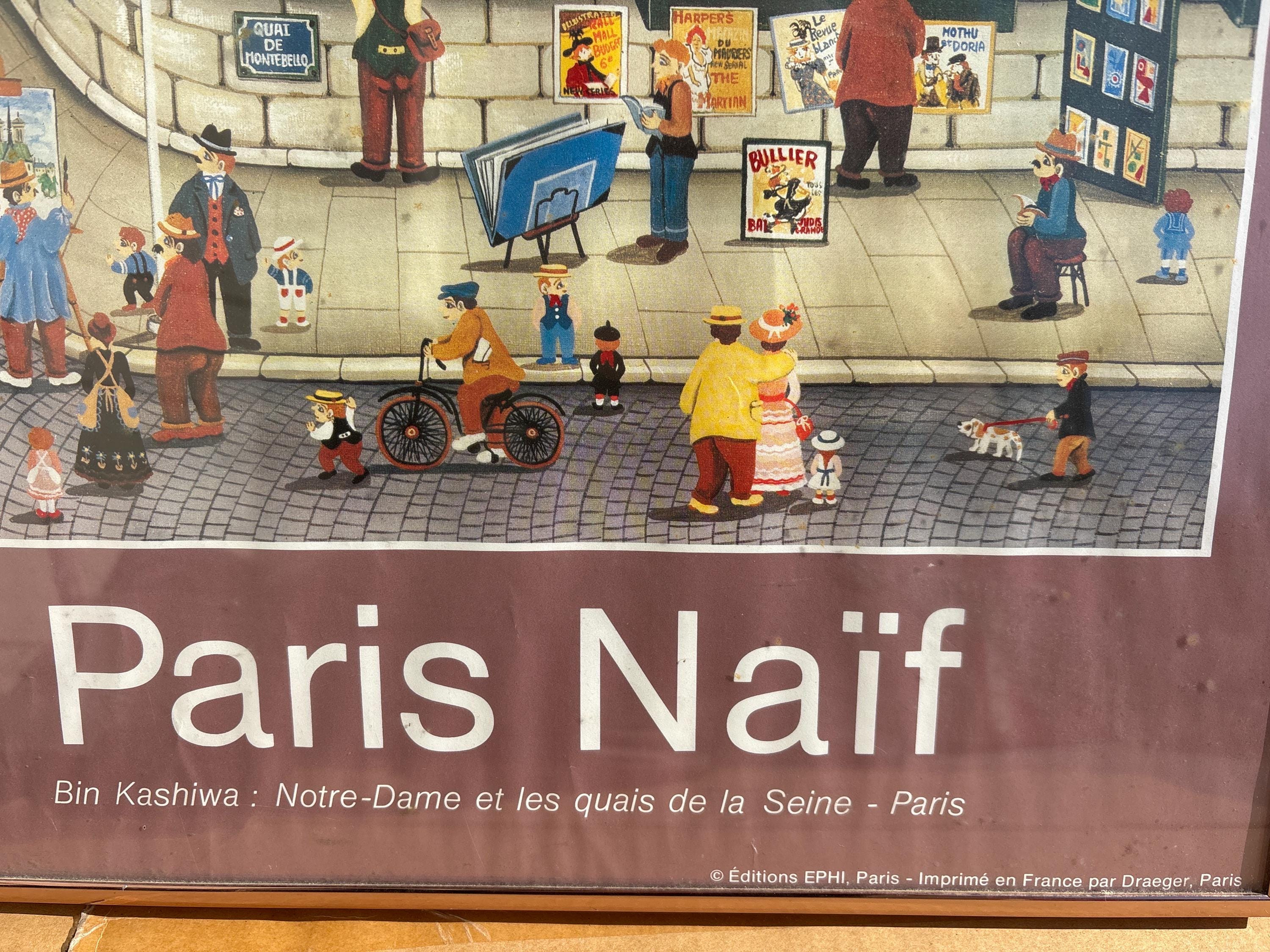 Vintage Japan Bin Kashiwa Print Paris Naïf Notre Dame Et Les Quais