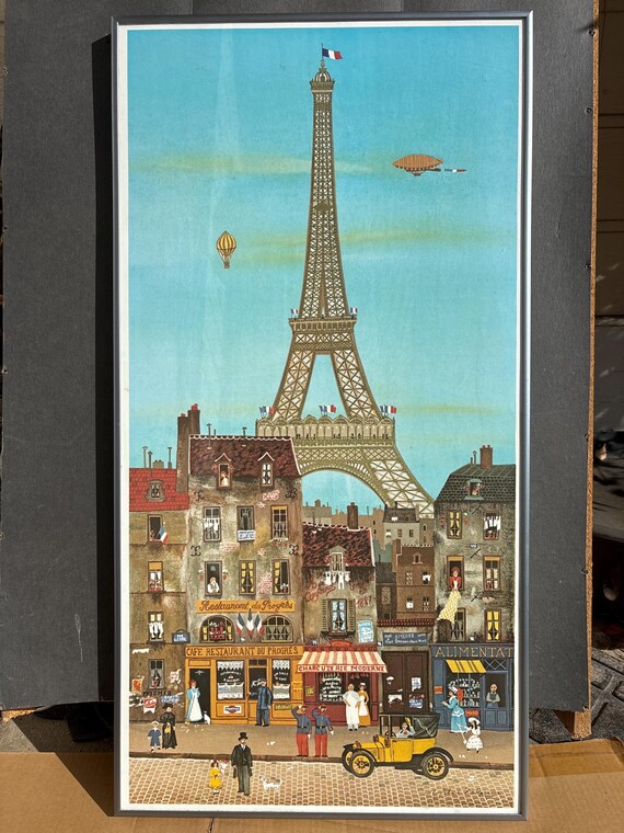 Vintage Michel Delacroix Paris Eiffel Tower Landmark Print Wall