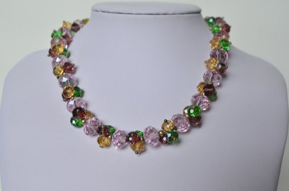 Vintage Sparkling Multi Pink Purple Green Smoky C… - image 3