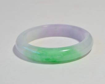 Vintage Natural Genuine Purple Lavender Green Translucent Jade Jadeite Bangle Bracelet 58 mm