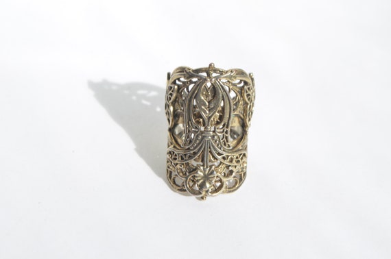 Vintage Victorian Silver Over Brass Filigree Flow… - image 2