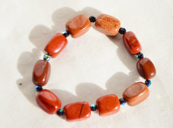Genuine HEALING RED JASPER Bracelet with Crystal … - image 3