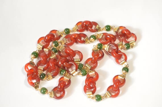 Vintage Natural Genuine Translucent Red Green Jad… - image 6